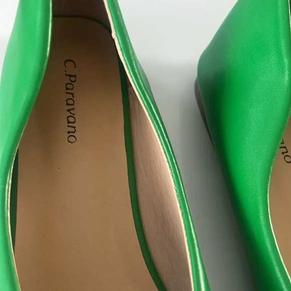 C.Paravano Kelley Green Bowknot Soft Leather Square Toe Flats Size 7 New - Picture 11 of 15